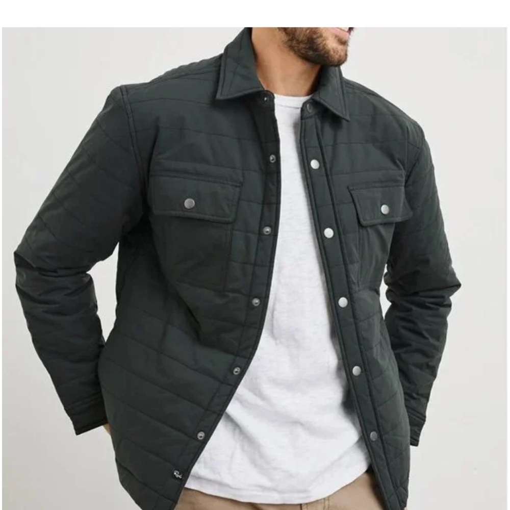 Rails Mens Light Gray Andover Quilted Utility Field Shacket Jacket Large L
